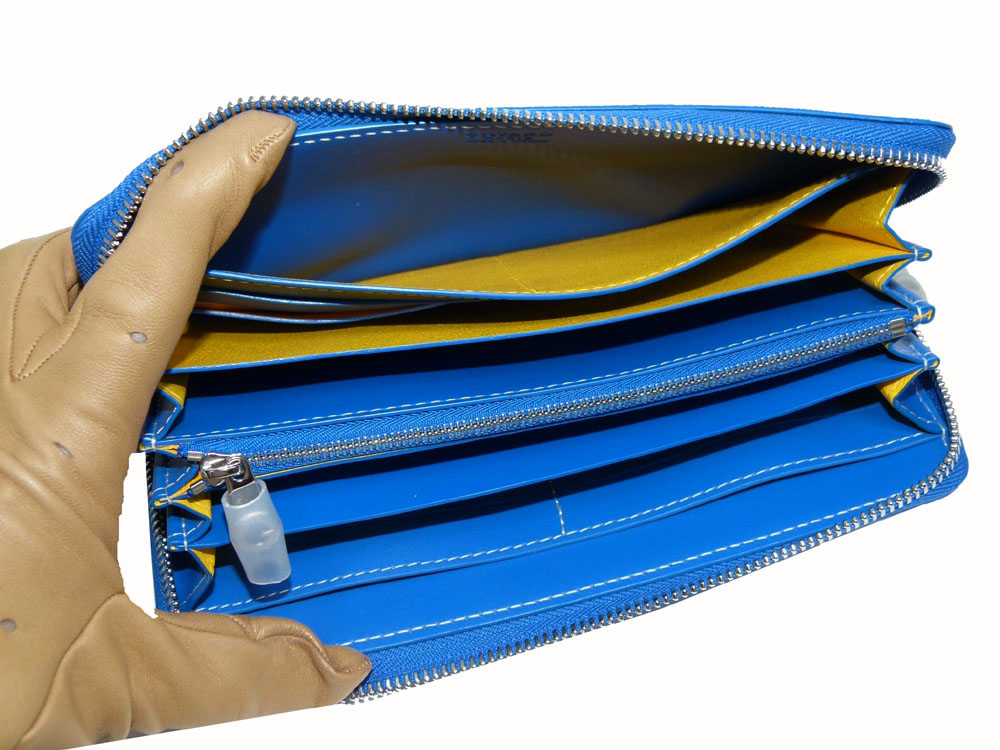 Goyard Blue Calf with Signature Logo Matignon APM Zip GM Passport / Long Wallet-21820