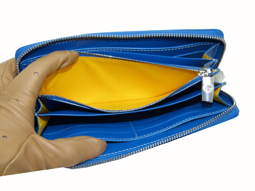 Goyard Blue Calf with Signature Logo Matignon APM Zip GM Passport / Long Wallet-21819
