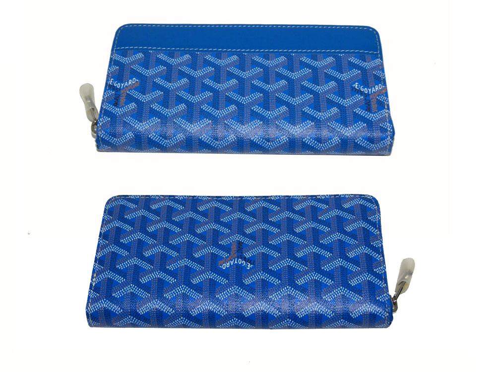 Goyard Blue Calf with Signature Logo Matignon APM Zip GM Passport / Long Wallet-21816