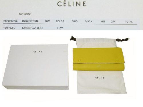 Celine Yellow Soft Calf Flap 16 cards Long Wallet-0