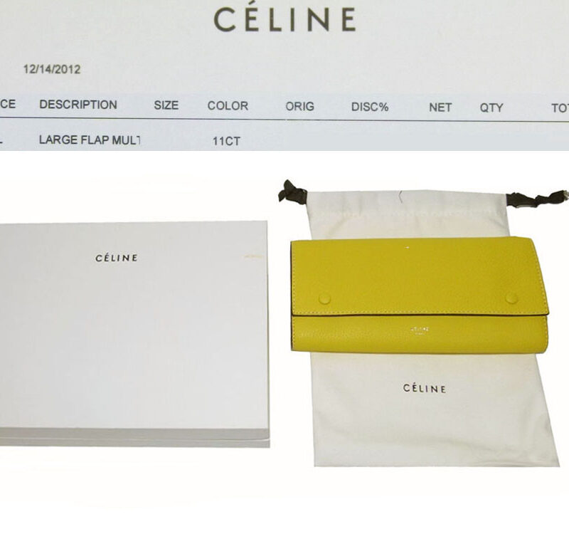 Celine Yellow Soft Calf Flap 16 cards Long Wallet-0