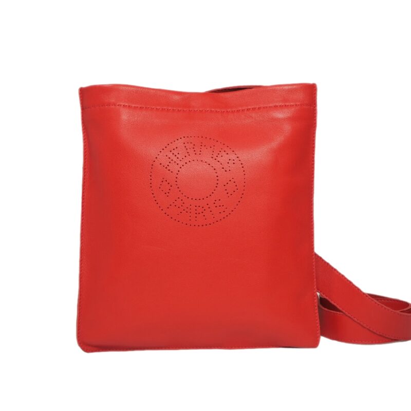 Hermes Pochette Rouge Indien Lambskin "P " Stamp Clou de Selle Crossbody bag-0