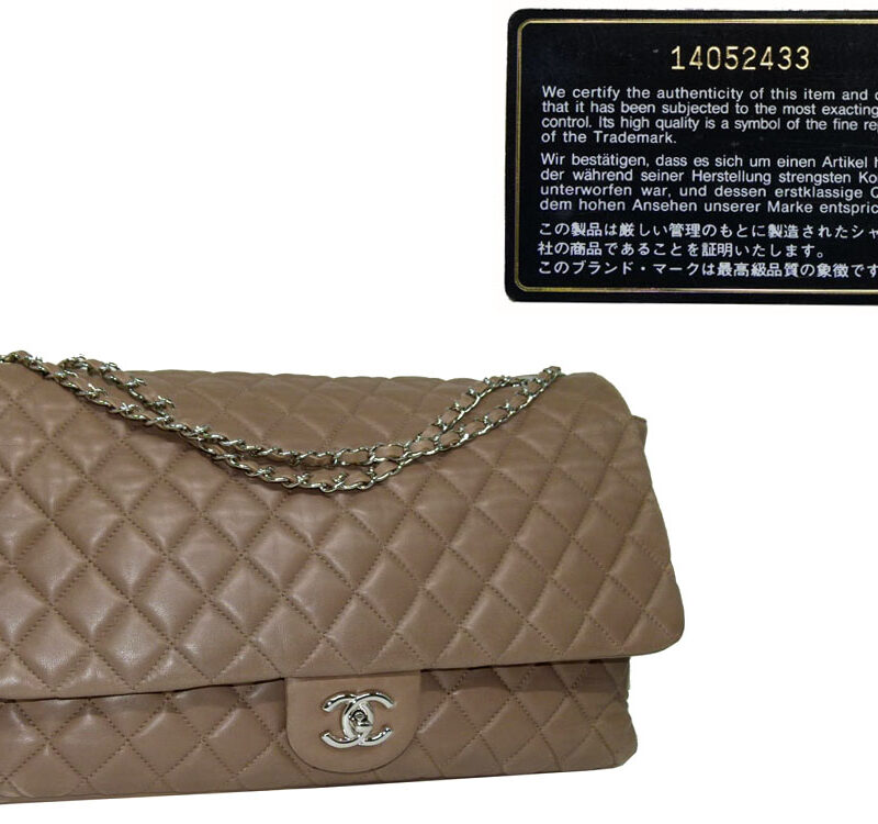 Chanel 14052433 Limited Coco Rain Classic Flap in Taupe color Soft Lambskin Maxi XL Silver Hardware bag-0