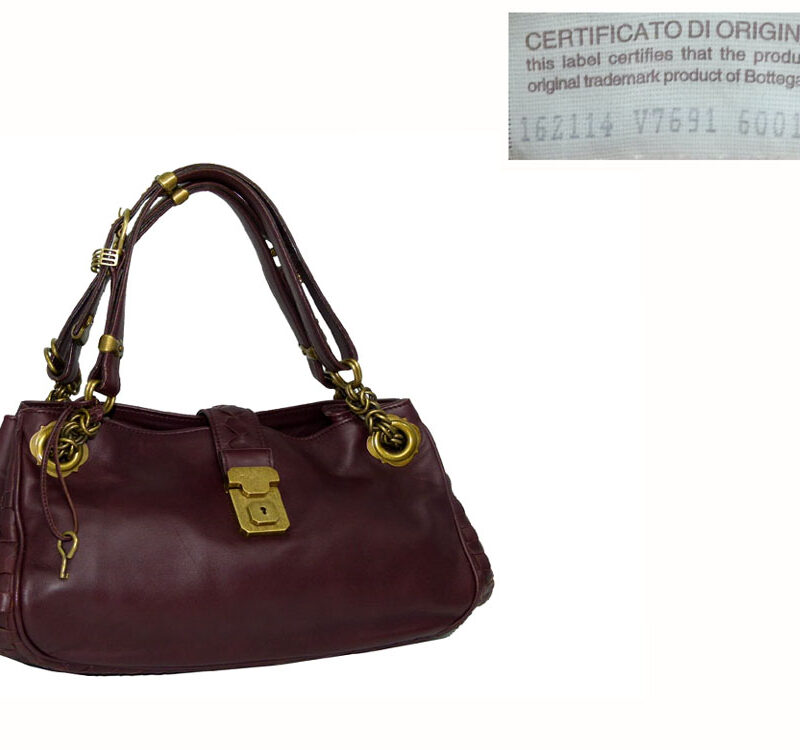 Bottega Veneta 162114 Burgundy Small Tote with Vintage Hardware-0