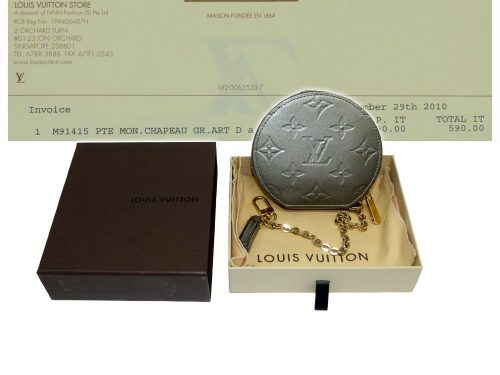 Louis Vuitton M91415 Vernis Grey Coin Purse-0