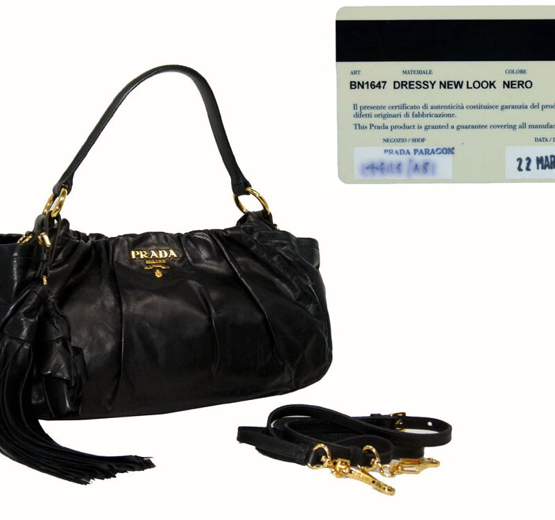 Prada BN1647 Dressy New Lock Black Calf Tote with strap-0