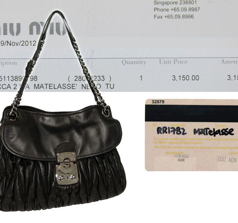 Miu Miu RR1782 Black Matelasse Open - Top Silver Hardware-0