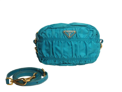 Prada BP0171 Tessuto Gaufre Turquoise Sling Pouch / Clutch