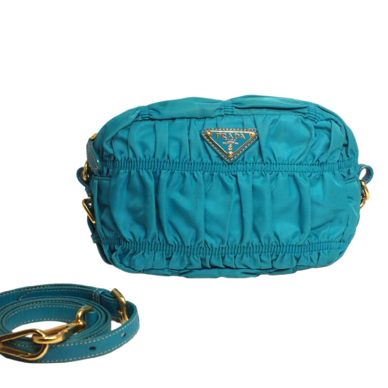 Prada BP0171 Tessuto Gaufre Turquoise Sling Pouch / Clutch