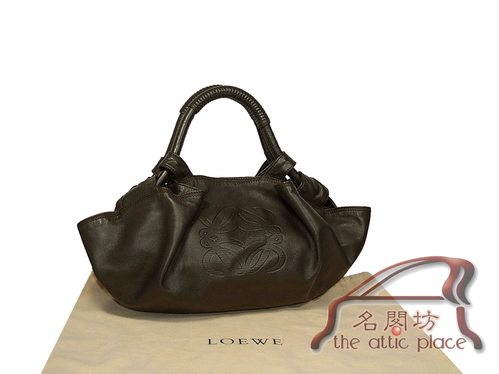 Loewe 309.82.82105M Dark Chocolate Nappa Aire Medium Handbag-0