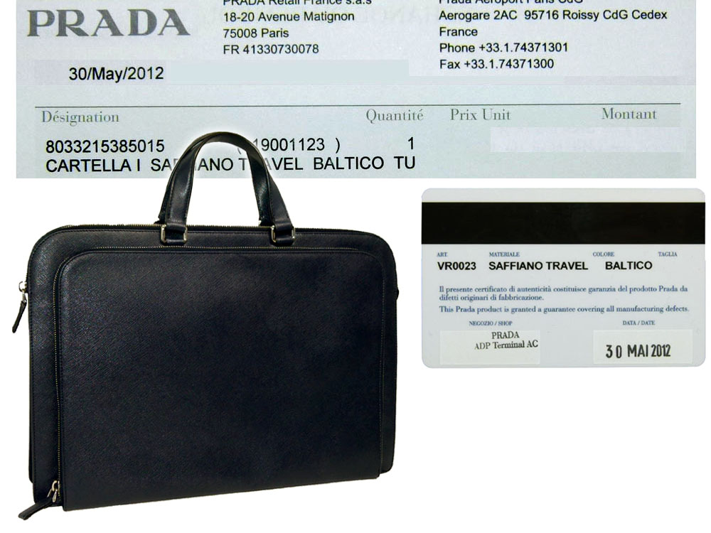 Prada VR0023 Blue Saffiano Travel Leather Tote w Two Zip Top Briefcase Luggage-0