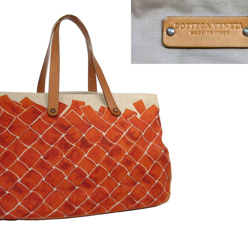 Bottega Veneta Canvas Orange Cabas Large Travel Luggage-0