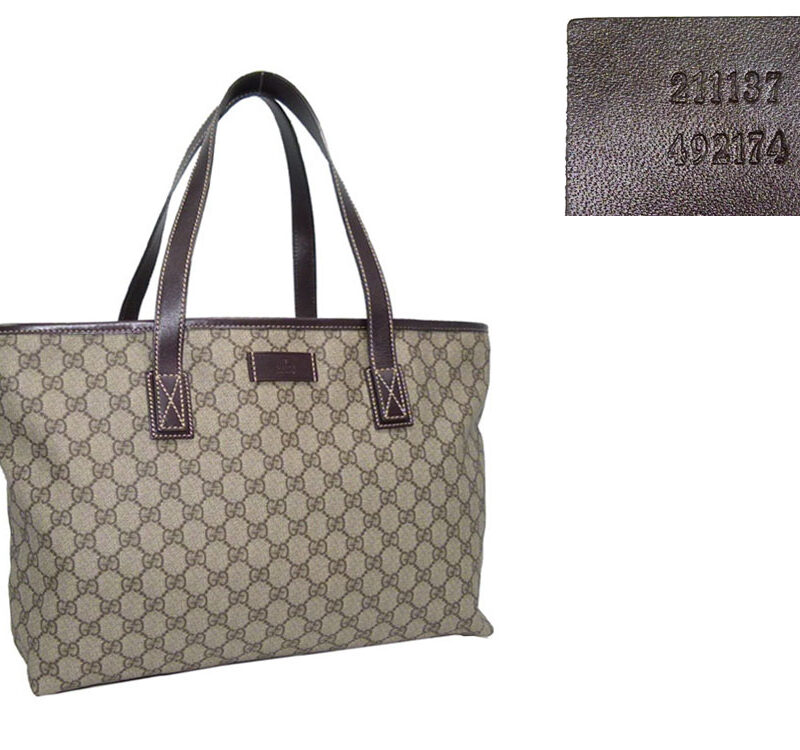 Gucci 211137 PVC Brown GG Medium Shopping Large-0