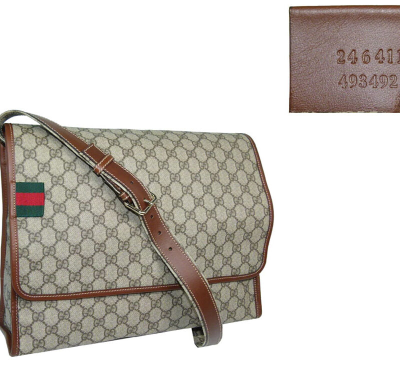 Gucci 246411 PVC Beige GG Web Messenger Bag-0