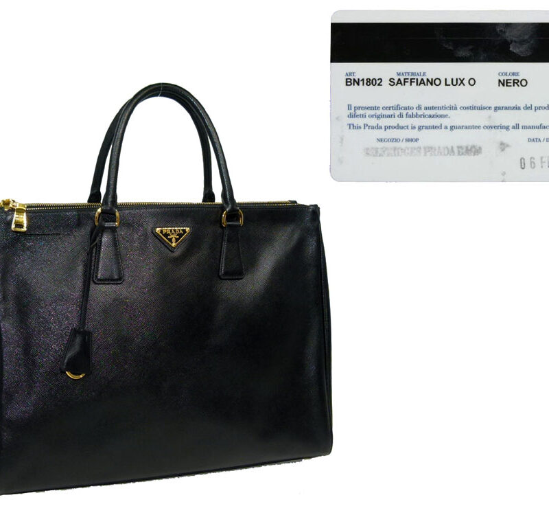 Prada BN1802 Black Saffiano Document Large Gold Hardware-0