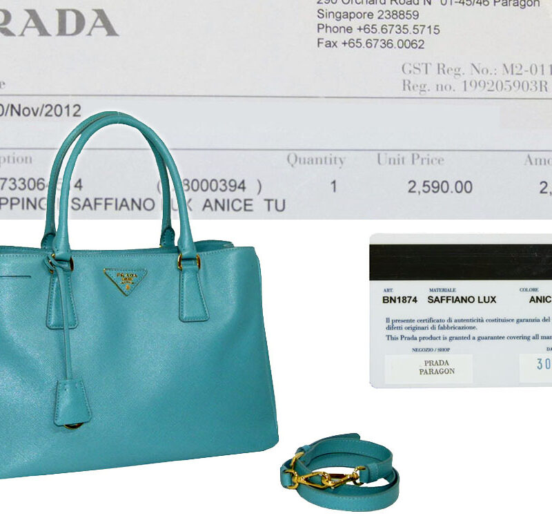 Prada BN1874 Turqouise Anice Saffiano Lux Tote with Strap-0