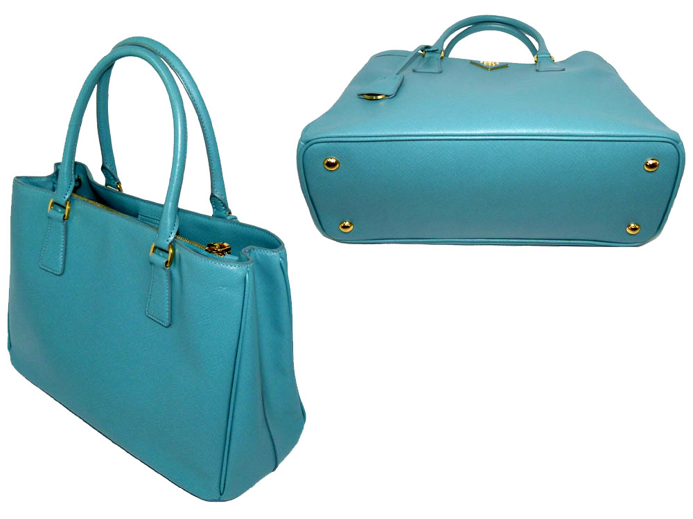 Prada BN1874 Turqouise Anice Saffiano Lux Tote with Strap-24540