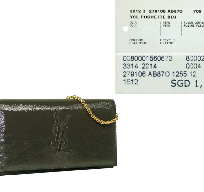 YSL 270106 Patent Grey Wallet On Chain / Clutch-0