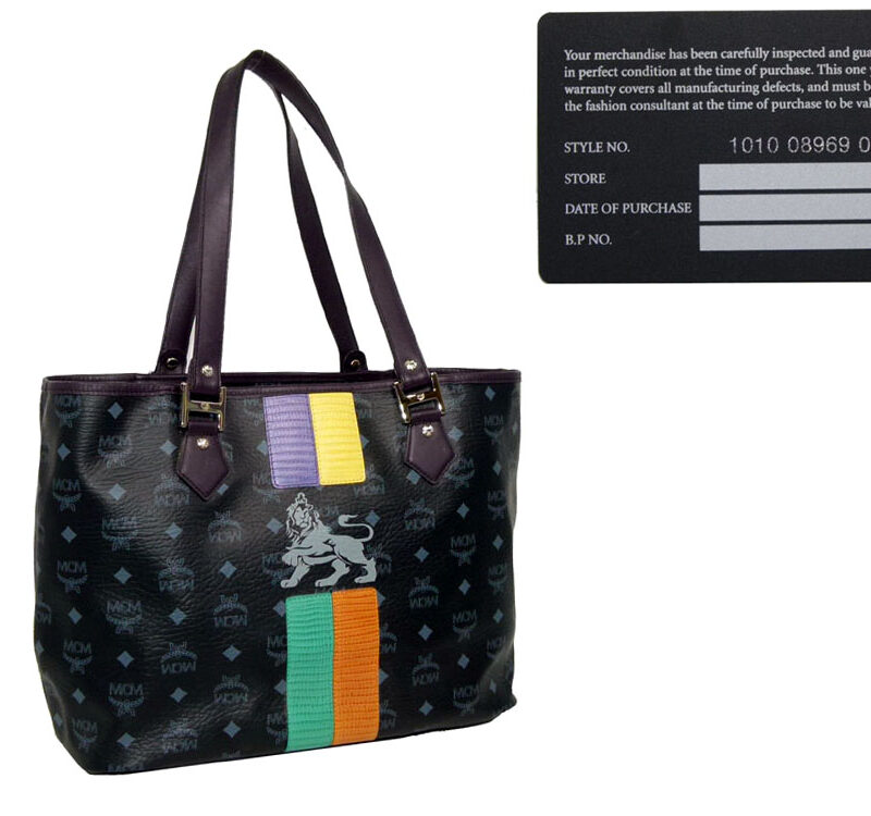 MCM Black Canvas Signature Vicetos Lion Logo Tote-0