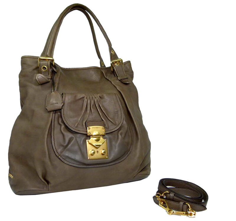 Miu Miu Khaki Calf with Front Pocket with Strap-0