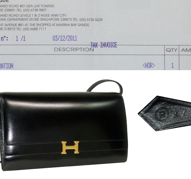 Hermes Black Calf H Buckle Vintage Shoulder/ Clutch Circle R Stamp-0