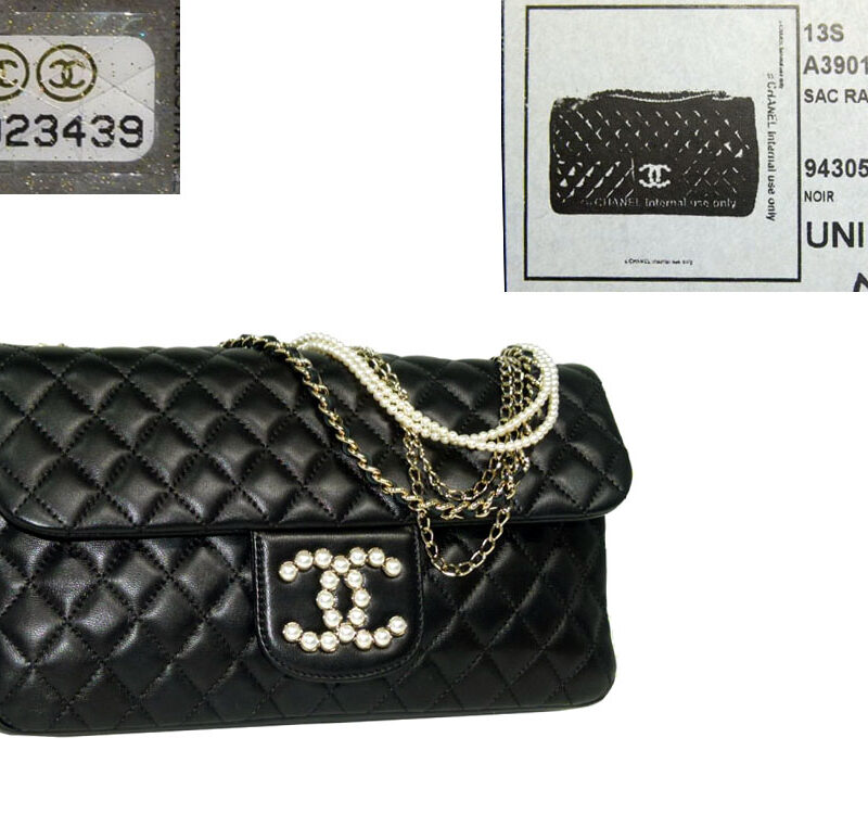Chanel 17923439 Limited Edition 13A Black Lambskin Westminster Pearl Double C Medium Flap Bag-0