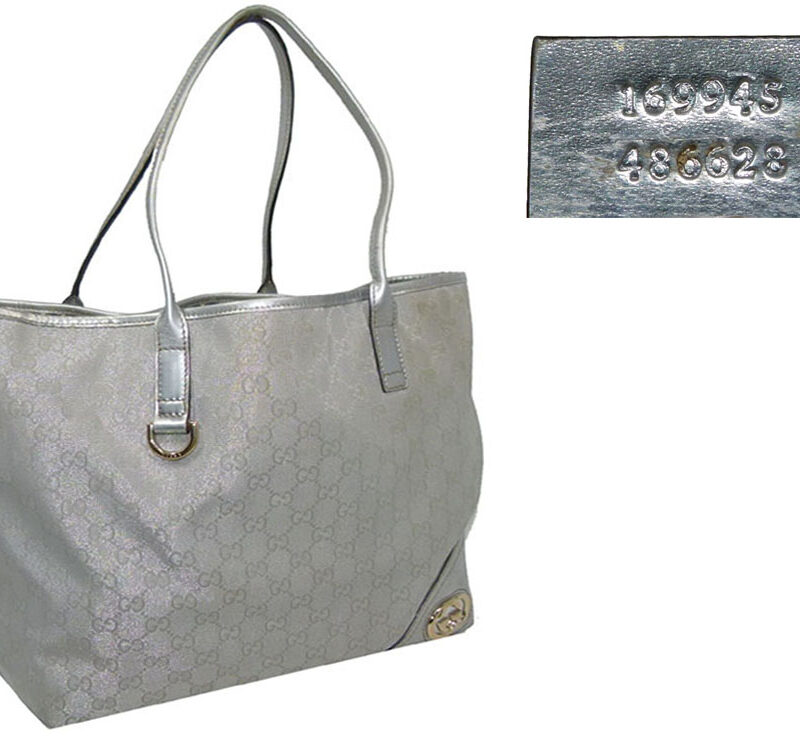 Gucci 169945 Metallic Silver D Ring Britt Shopping Tote-0