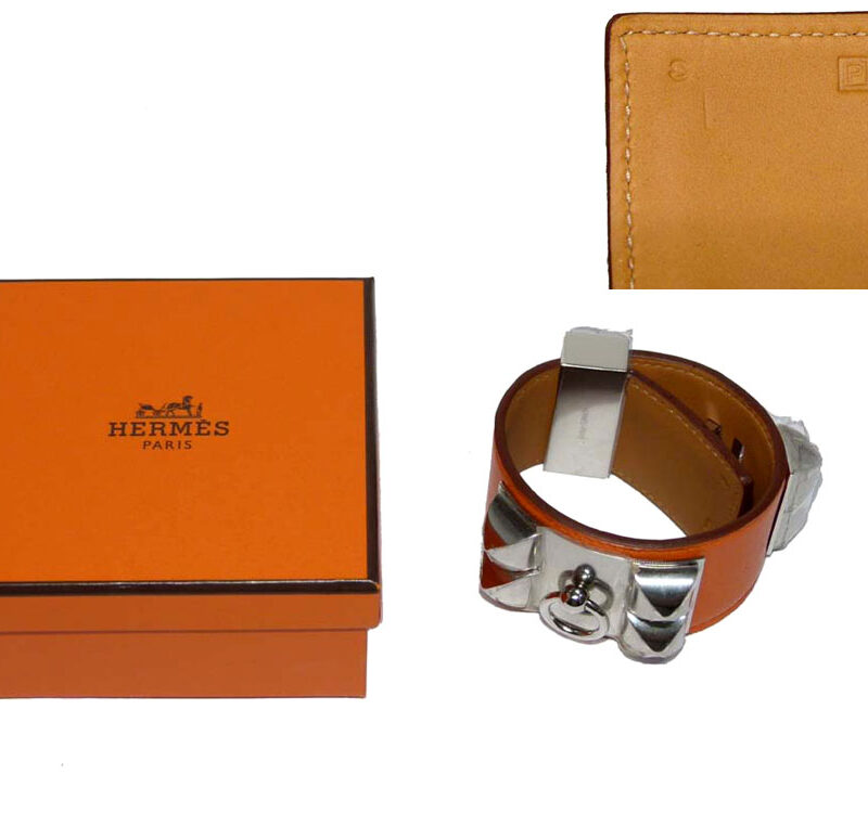 Hermes Orange CDC Epsom Collier De Chien with Silver Hardware 'P' Stamp Size S-0