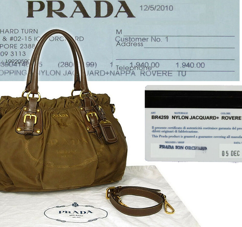 Prada BR4259 Gold ( Rovere) Nylon Jacquard Top Handle Hobo Bag-0