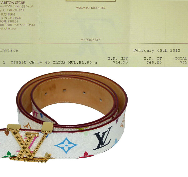 Louis Vuitton M6909U Multicolor White Belt-0
