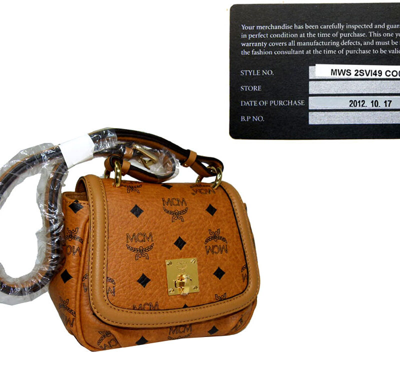 MCM Cognac Mini Flap Shoulder Bag-0
