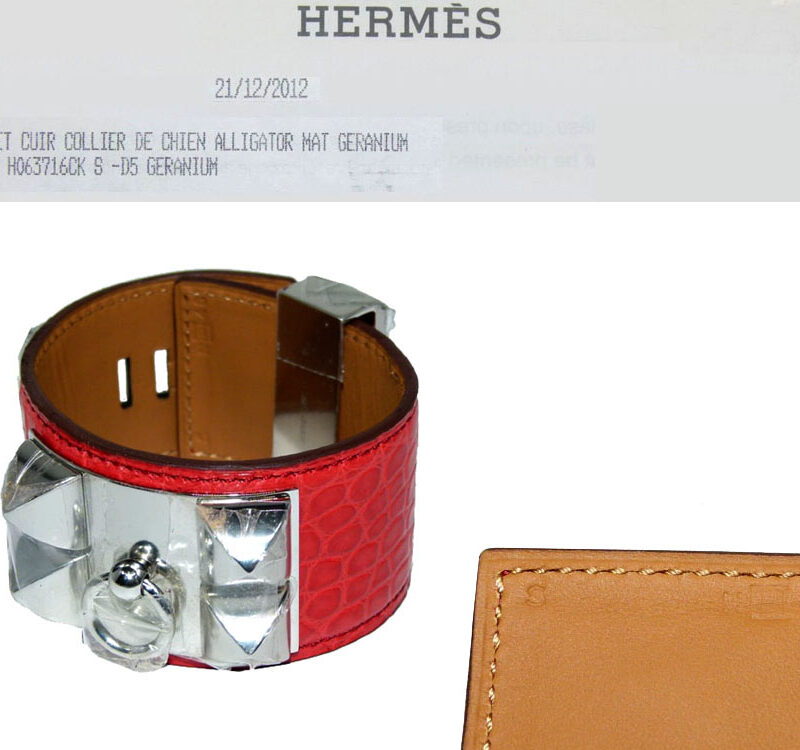 Hermes Collier De Chien CDC Alligator Mat Geranium Silver Hardware P Stamp in Small Size-0