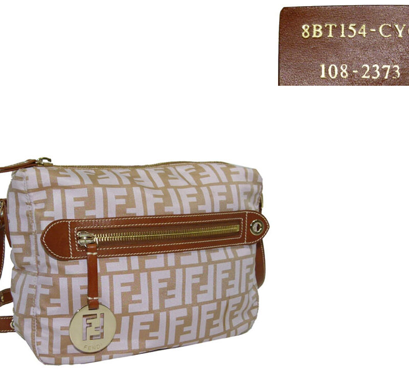 Fendi Pink Canvas Zucca Messenger Bag-0