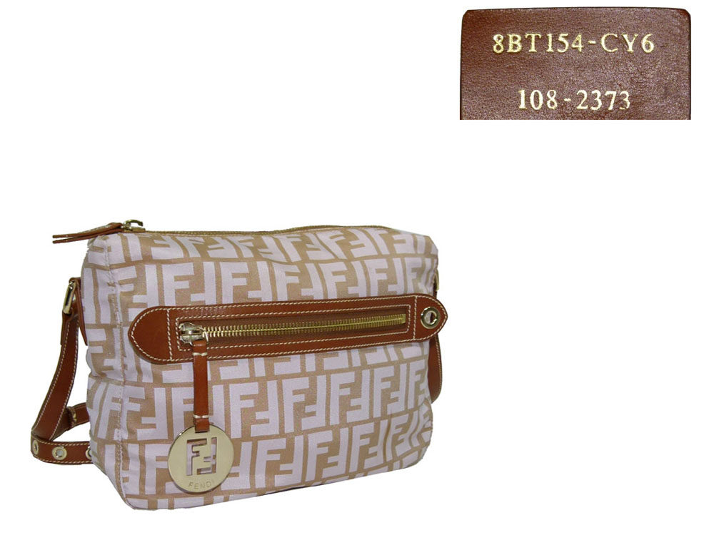 Fendi Pink Canvas Zucca Messenger Bag-0
