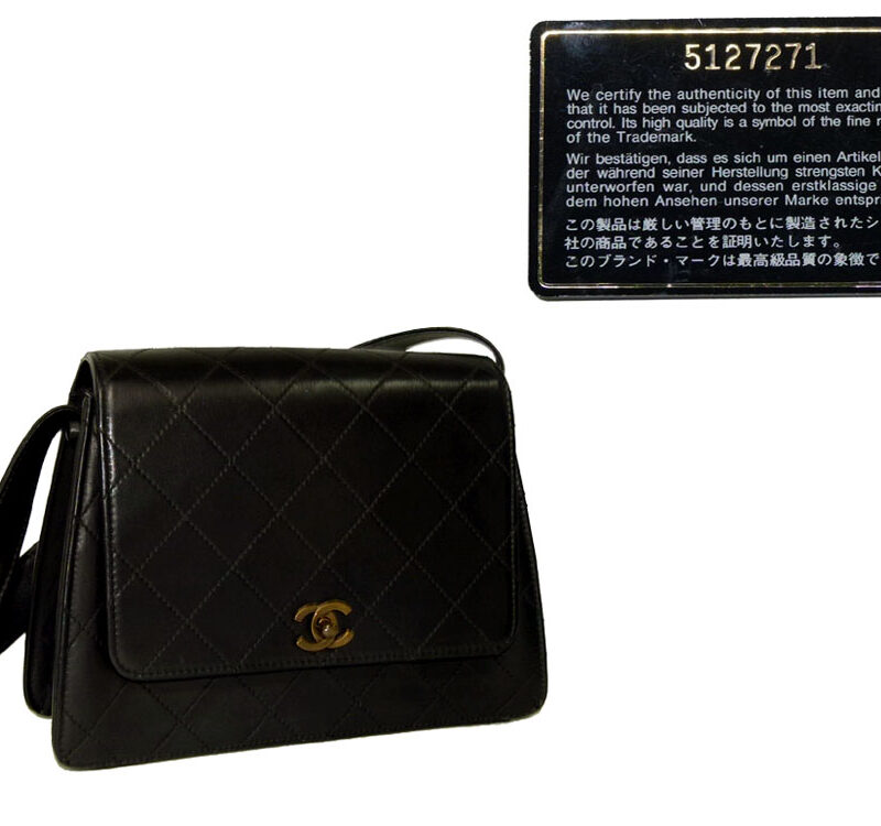 Chanel 5127271 Black Calf Diamond Vintage Shoulder-0