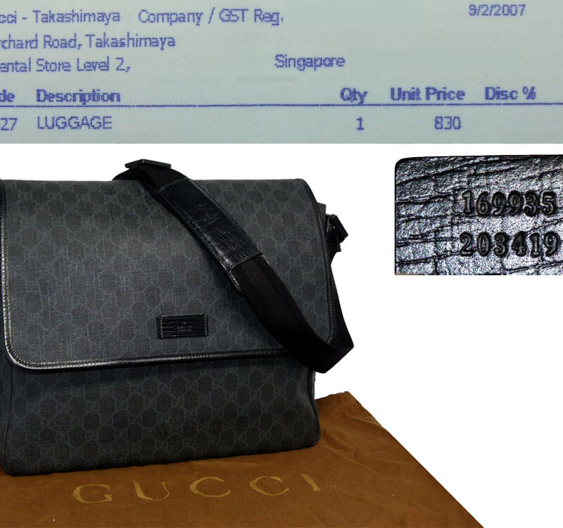 Gucci 169935 Grey/ Black GG PVC Messenger Bag-0
