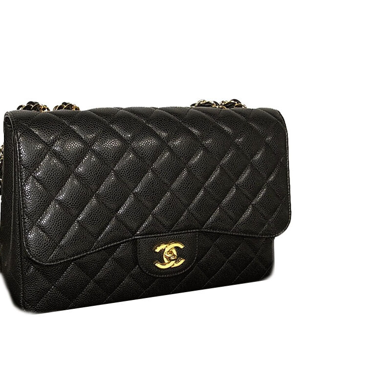 Chanel 18208949 Black Caviar Double Flap Maxi Classic Flap with Gold Hardware-0
