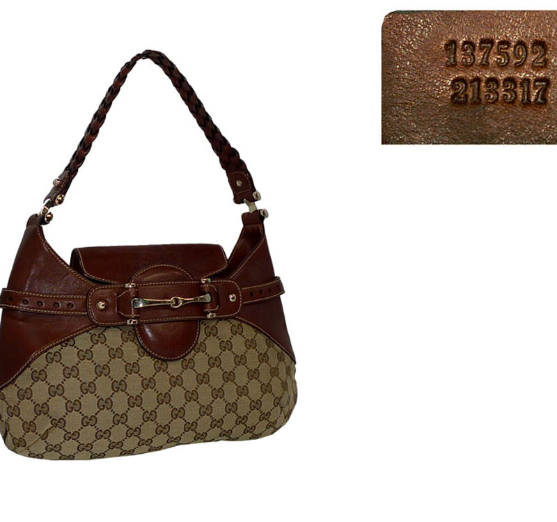 Gucci 137592 Beige / Ebony GG Canvas Hobo with Horsebit Details-0