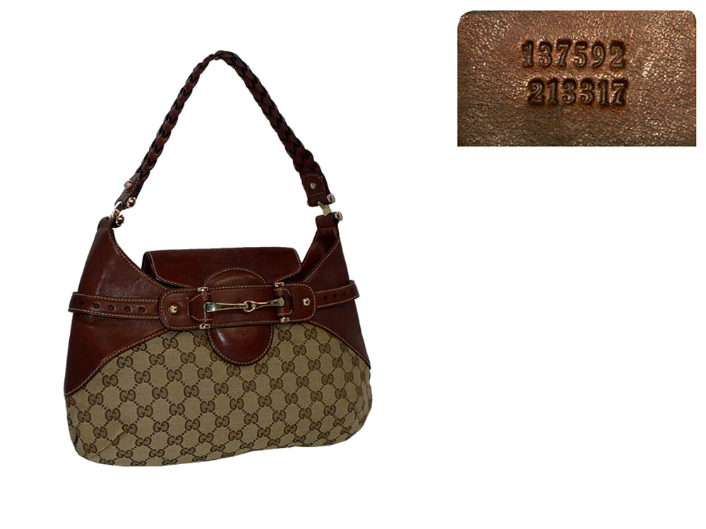 Gucci 137592 Beige / Ebony GG Canvas Hobo with Horsebit Details-0