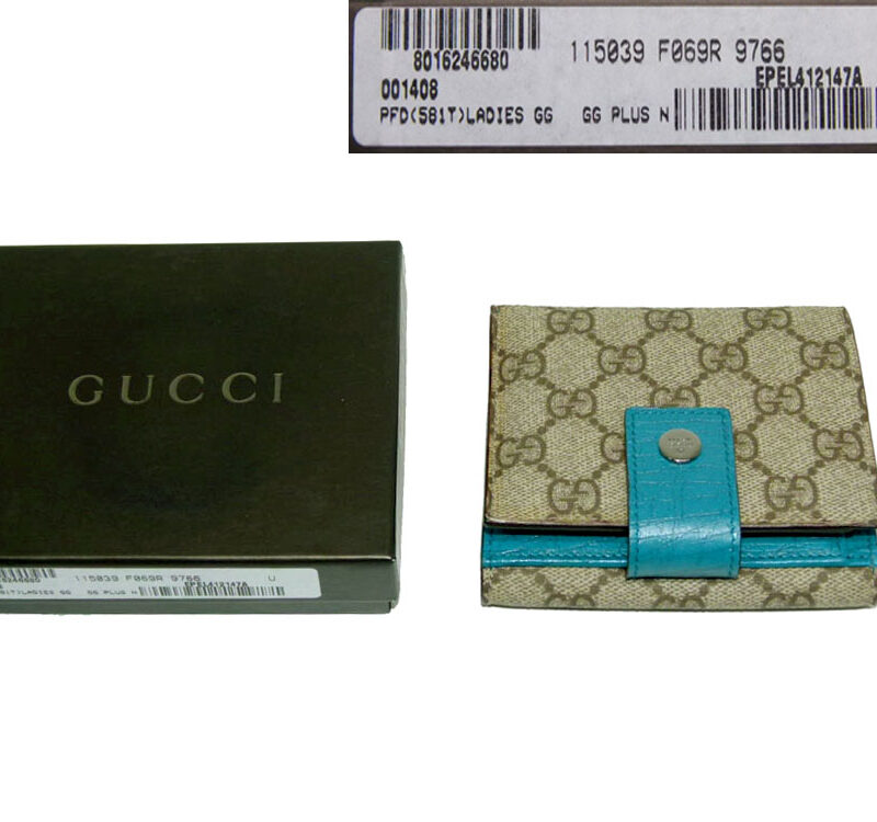 Gucci 115039 PVC Turqoise Brown GG Square Wallet-0