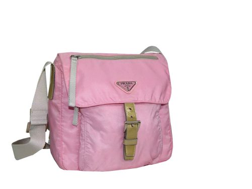 Prada BT8994 Pink Tessuto Nylon Canvas Flap Messenger Bag-0