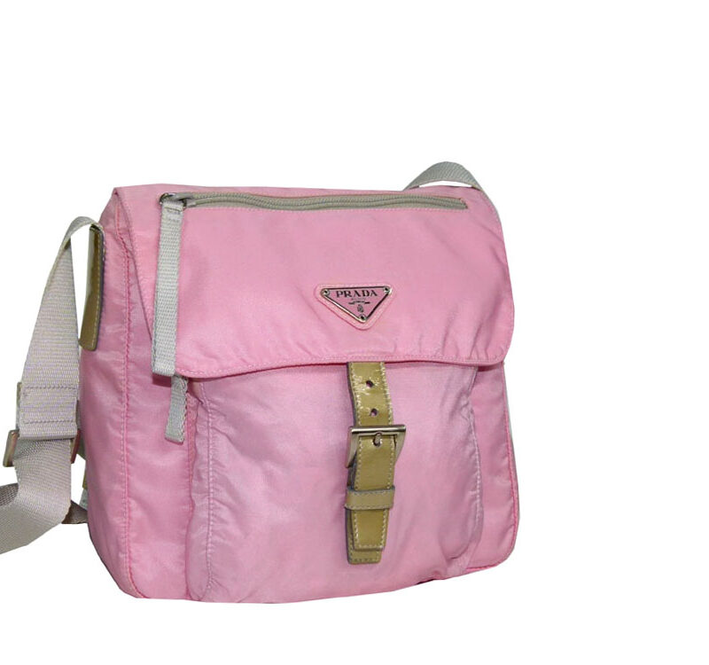 Prada BT8994 Pink Tessuto Nylon Canvas Flap Messenger Bag-0