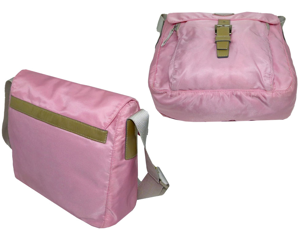 Prada BT8994 Pink Tessuto Nylon Canvas Flap Messenger Bag-25344
