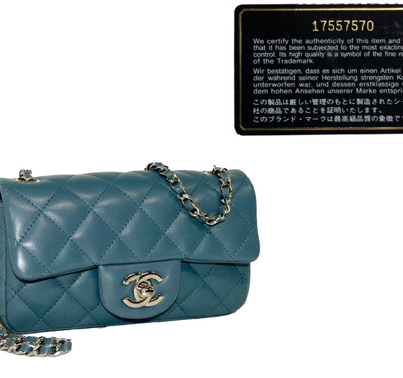 Chanel 17557570 Light Blue Lambskin Mini Flap Silver Hardware-0