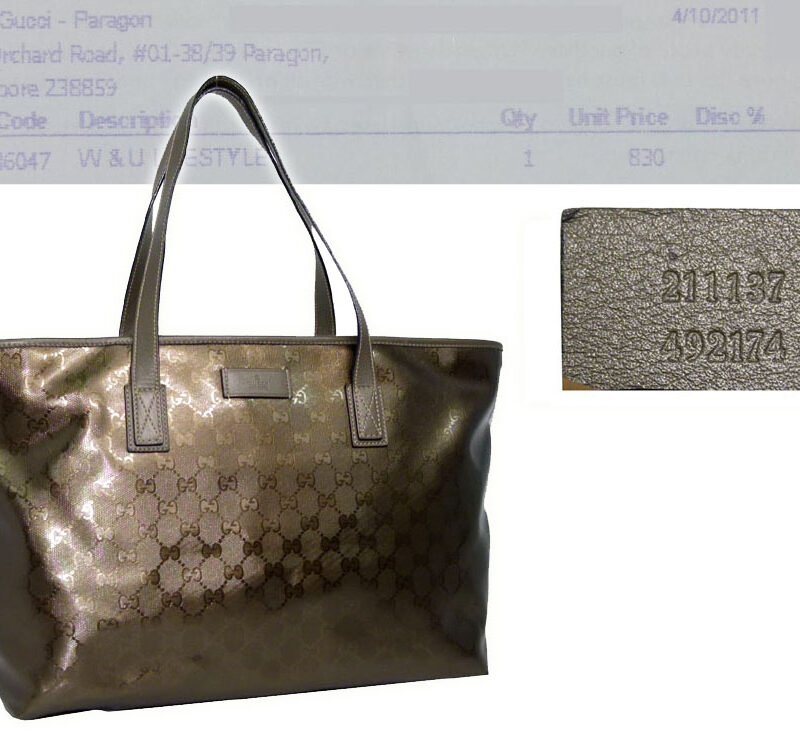 Gucci 211137 Gold Crystal GG Zip Top Document / Shopping Tote-0