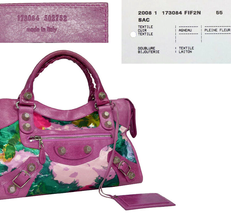 Balenciaga 173084 Flower Canvas Summer City Giant Silver Hardware-0