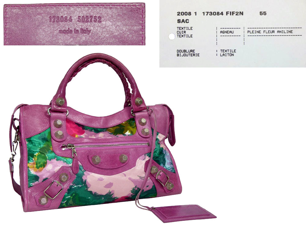 Balenciaga 173084 Flower Canvas Summer City Giant Silver Hardware-0