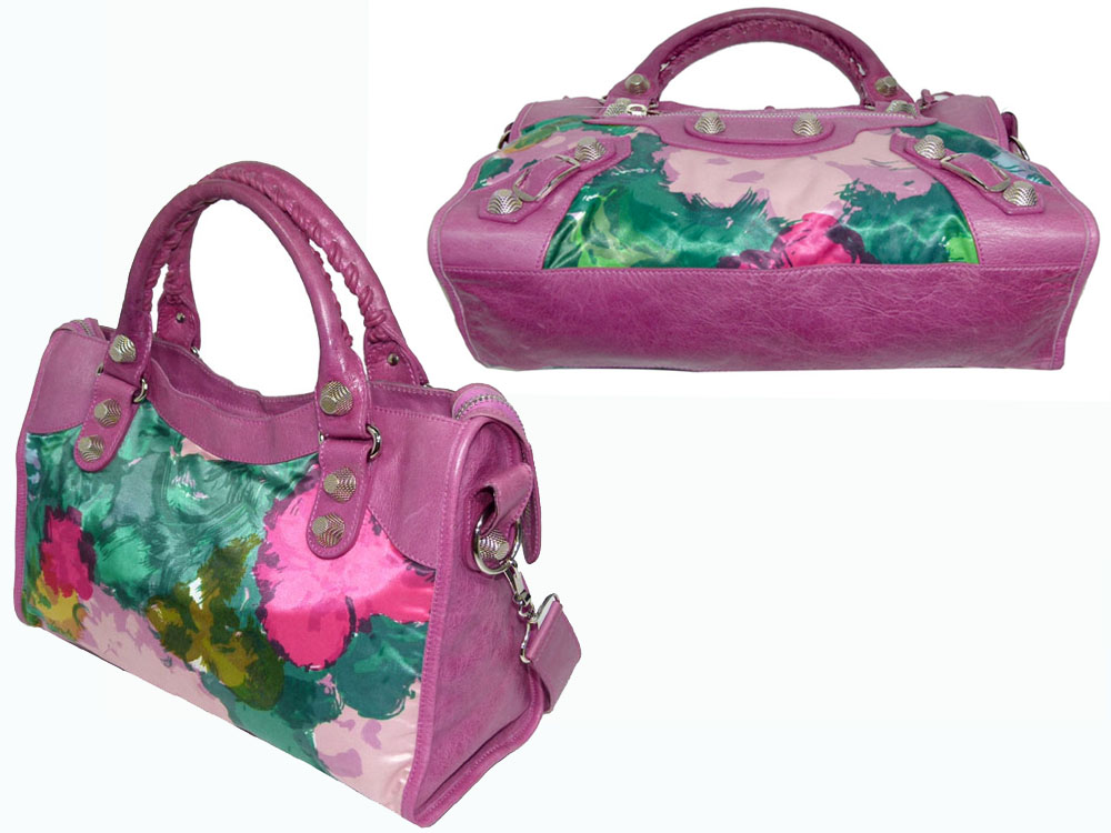 Balenciaga 173084 Flower Canvas Summer City Giant Silver Hardware-25216