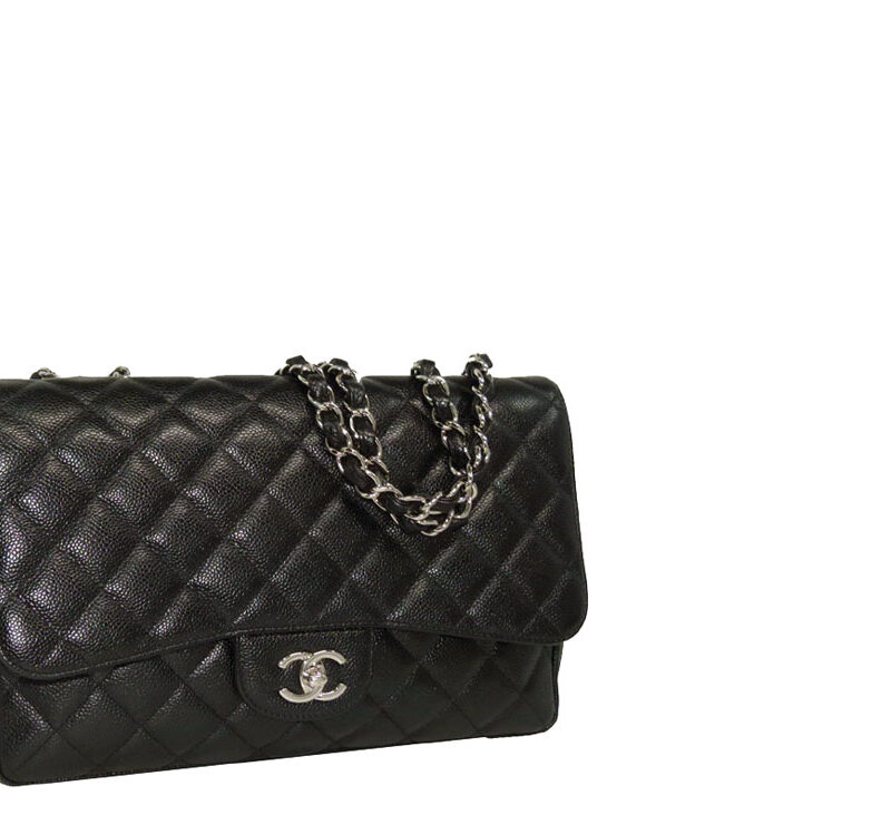 Chanel 13657978 Classic Single Flap Black Caviar Jumbo with Silver Hardware andbag-0