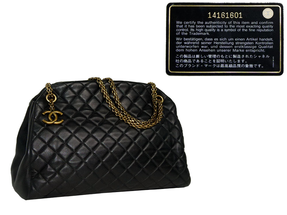 Chanel 14161601 Black Lambskin Mademoiselle Medium Bowling Tote with Vinatage Gold Hardware-0